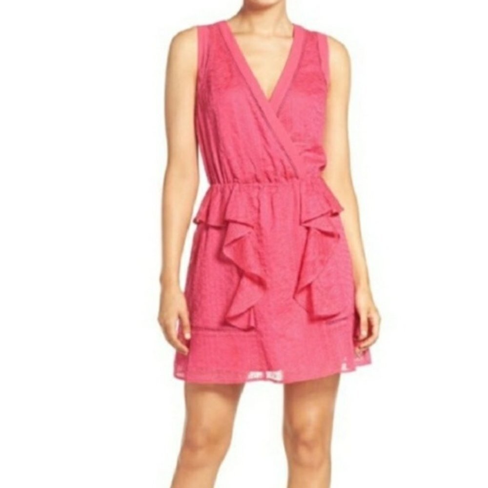NWT Adelyn Rae pink embroidery ruffle dress (E32)